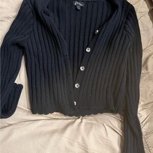Black Ribbed Button-Up Gitl’s Sweater